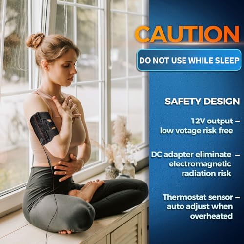 Upper Arm Heating Pad for Bicep Tendonitis Pain Relief, Heated Arm Wrap for Biceps & Triceps Muscle Strains, Adjustable Bicep Brace with 3 Heat & 5 Timers Settings for Men/Women (S/M) - Sticro