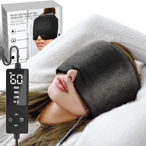 Extra Large Moist Heat Sinus Relief Mask, Reusable Warm Compress Heated Eye Mask Face Heating pad Eye Pillow for Sinus Pressure relief, Dry Eyes, Migraine, Tension, Stress, Headache(Small) - Sticro