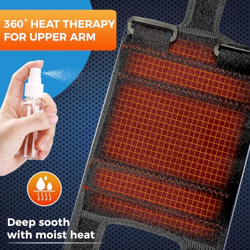 Upper Arm Heating Pad for Bicep Tendonitis Pain Relief, Heated Arm Wrap for Biceps & Triceps Muscle Strains, Adjustable Bicep Brace with 3 Heat & 5 Timers Settings for Men/Women (S/M) - Sticro