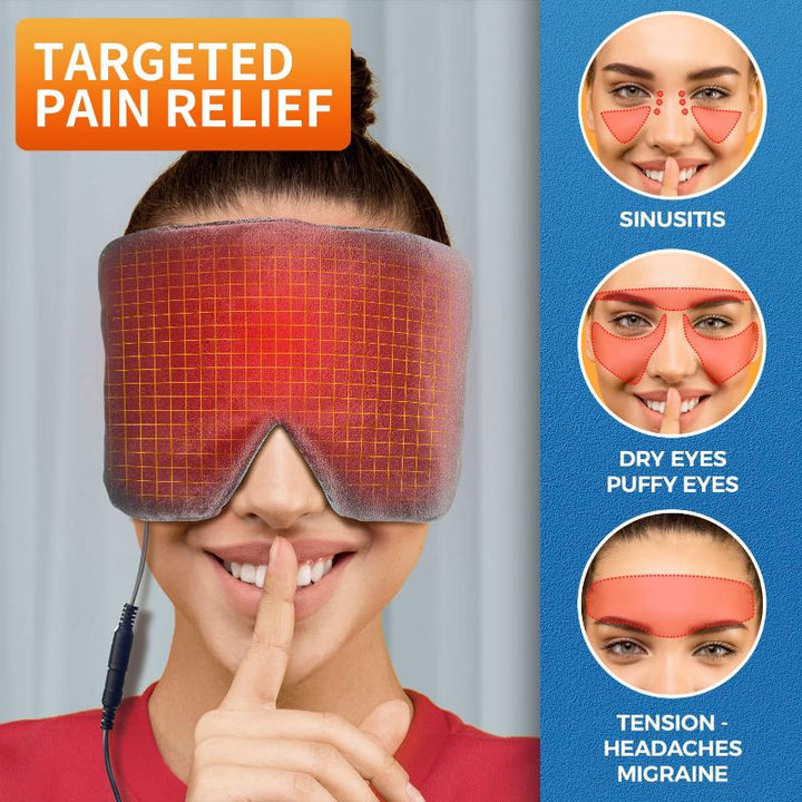 Heated Eye Mask with Extra Large Size for Dry Eyes and Sinus Pressure Relief, Ultra Soft Face Heating Pad for Tension Headache Relief, Jaw TMJ Pain Relief - 3 Heat & 5 timing Settings (Gray) - Sticro