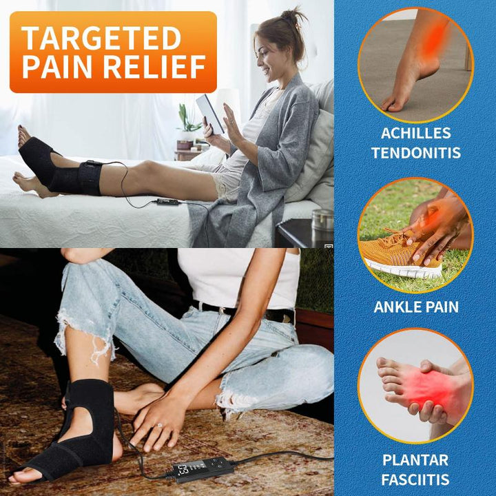 Ankle Heating Pad for Achilles Tendonitis and Plantar Fasciitis Relief, Heated Ankle Brace Foot Heating Pad Wrap with Massage Ball for Sprained Ankle, Arthritis Foot Heel Pain Relief (Black) - Sticro