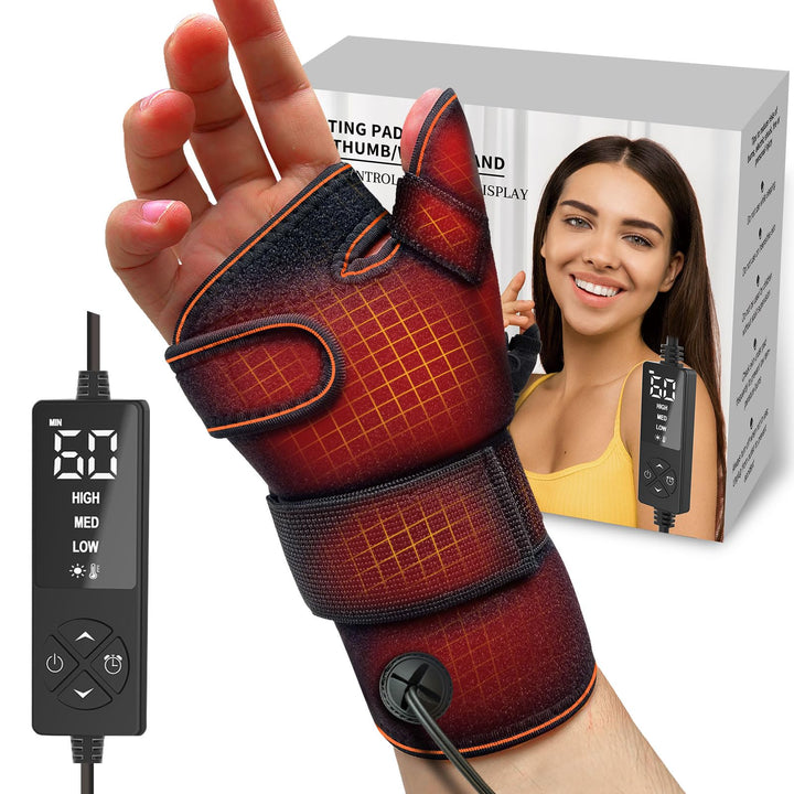 Wrist Thumb Brace Heating Pad for Arthritis and Carpal Tunnel Relief, Hand Heating Pad for Sprains Trigger Thumb, Wrist Hand Tendonitis Pain Relief - Left Right Hand - Sticro