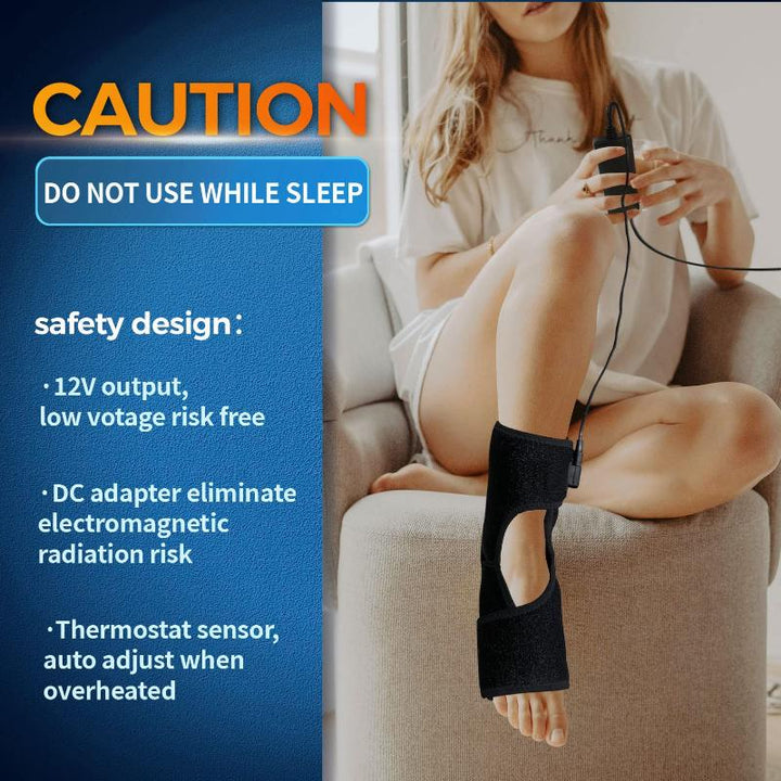 Ankle Heating Pad for Achilles Tendonitis and Plantar Fasciitis Relief, Heated Ankle Brace Foot Heating Pad Wrap with Massage Ball for Sprained Ankle, Arthritis Foot Heel Pain Relief (Black) - Sticro