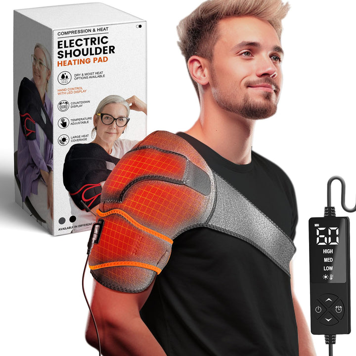 sticro Shoulder Heating Pad with Auto-Off for Shoulder Pain Relief, 3 Heat & 5 Timer Settings with Safe Low Voltage, Fast Heat Shoulder Brace for Frozen Shoulder, Rotator Cuff Relief - Sticro