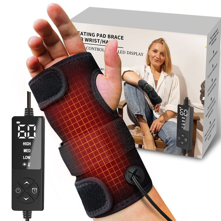 Hand Heating Pad for Carpal Tunnel Relief, Heated Wrist Brace Wrap for Arthritis, Carpeltunal, De Quervain's Tenosynovitis, Tendonitis Wrist Hand Pain Relief - Left Right Hand - Sticro