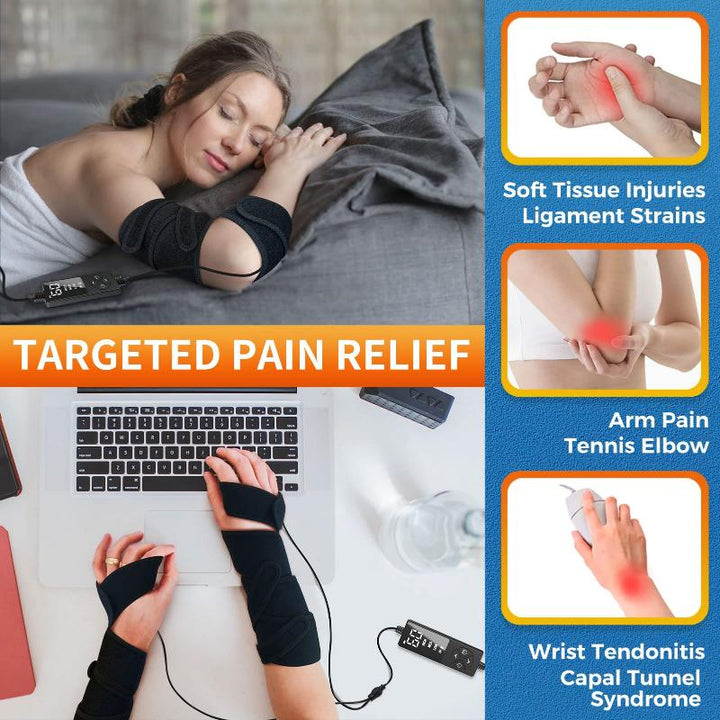 Set of 2 Long Heating Pad for Hands/Arm/Ankle/Knee Pain Relief, Heated Wrap for Golfers Tennis Elbow, Carpal Tunnel, Knee Joint Arthritis Leg Ankle Plantar Fasciitis, Achilles Tendonitis - Sticro