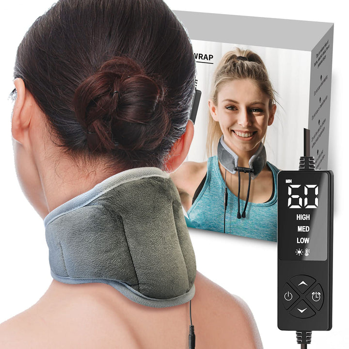 Neck Heating Pad - Weighted Heated Neck Wrap for Cervical Pain, Stiff Neck, Neck Pain Tension Relief - 3 Heat & 5 Timing Settings - Sticro
