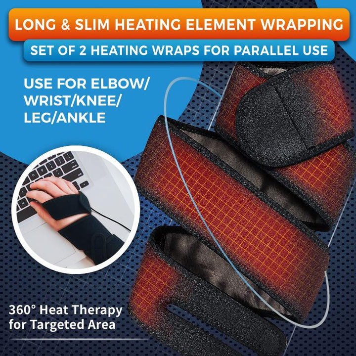 Set of 2 Long Heating Pad for Hands/Arm/Ankle/Knee Pain Relief, Heated Wrap for Golfers Tennis Elbow, Carpal Tunnel, Knee Joint Arthritis Leg Ankle Plantar Fasciitis, Achilles Tendonitis - Sticro
