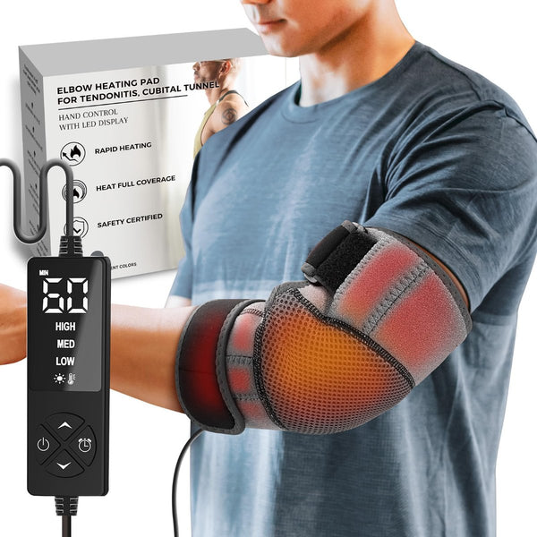 Electric Elbow Heating Pad for Tennis Elbow and Tendinitis, 3 Heat & 5 Timer Settings Thermo Therapy Options for Arm Pain Relief and Recovery from Cubital Tunnel Syndromes, Golfer Elbow - Sticro