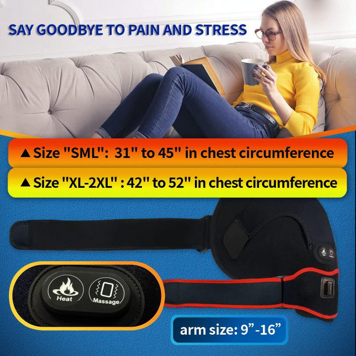 Sticro | Shoulder Heating Pad Massager for Pain Relief, Vibration Massage Heated Wrap Braces for Left Right Frozen Shoulder, Rotator Cuff Injury, Arthritis, Decent Gift for Men Woman - S/M/L - Sticro