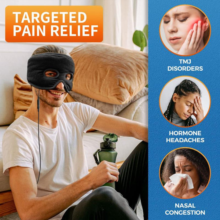 sticro Sinus Relief Mask Moist Heat with 3 Temp Settings, Ex-Large Headache Mask Electric Face Heating Pad for Sinus Pressure Relief, Migraine, Tension Headache Relief Black - Sticro