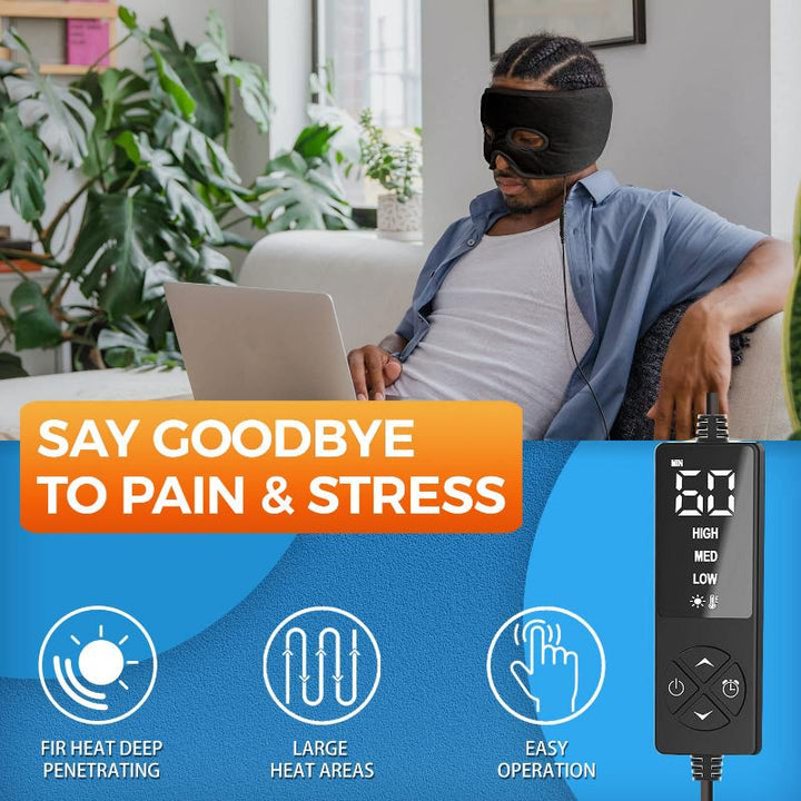 sticro Sinus Relief Mask Moist Heat with 3 Temp Settings, Ex-Large Headache Mask Electric Face Heating Pad for Sinus Pressure Relief, Migraine, Tension Headache Relief Black - Sticro