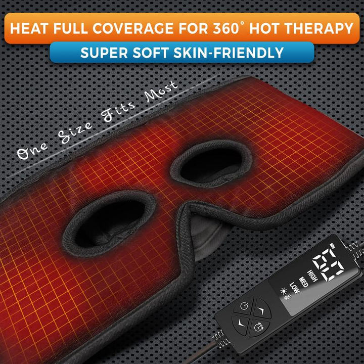 sticro Sinus Relief Mask Moist Heat with 3 Temp Settings, Ex-Large Headache Mask Electric Face Heating Pad for Sinus Pressure Relief, Migraine, Tension Headache Relief Black - Sticro