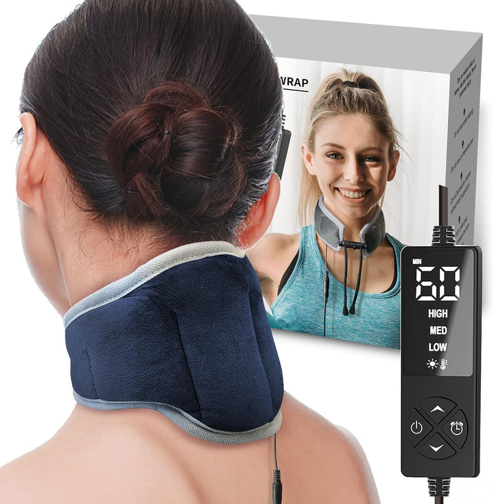 Neck Heating Pad - Weighted Heated Neck Wrap for Cervical Pain, Stiff Neck, Neck Pain Tension Relief - 3 Heat & 5 Timing Settings - Sticro